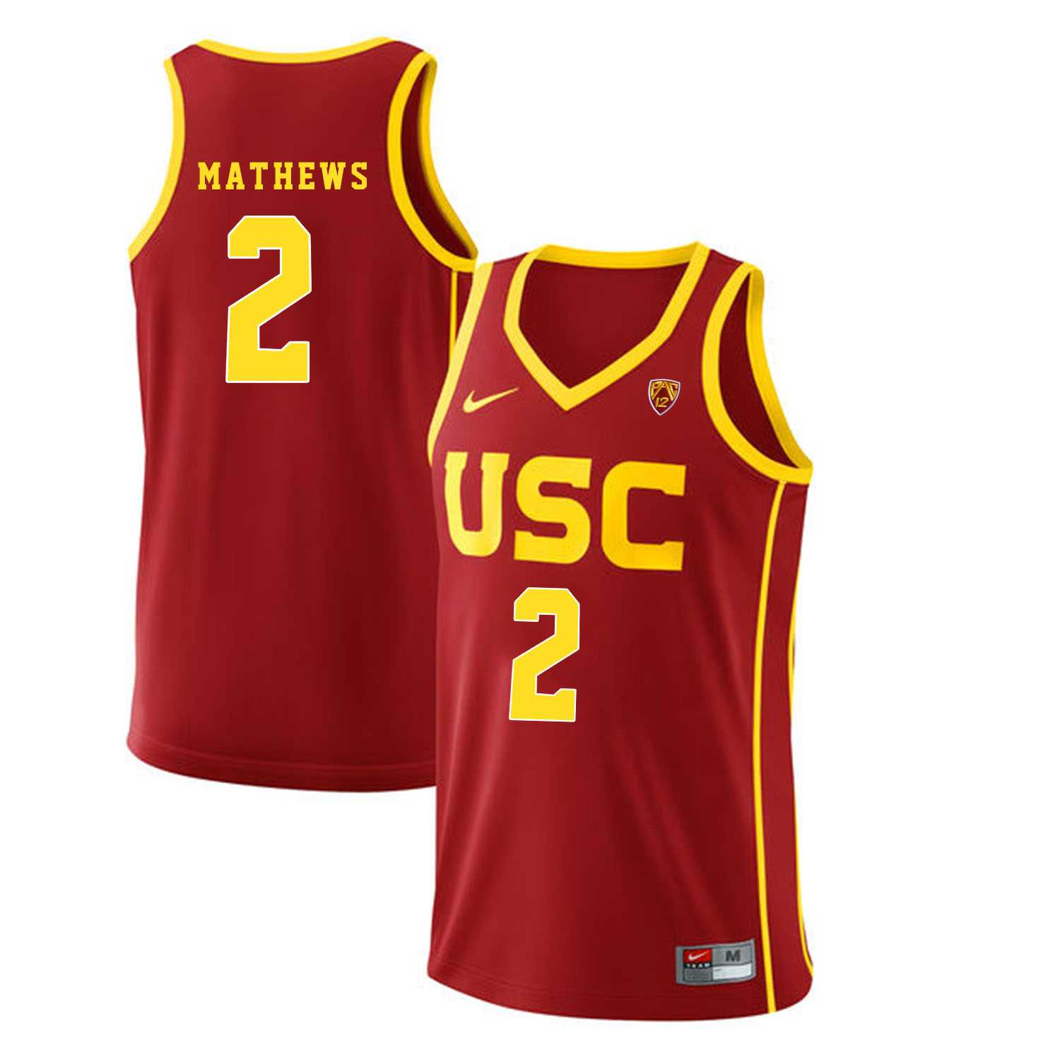 USC Trojans #2 Jonah Mathews Red College Basketball Jersey